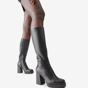 Steve Madden Elise Boots Platform NEW IN BOX 3.75” Heel Black Leather Size 8.5